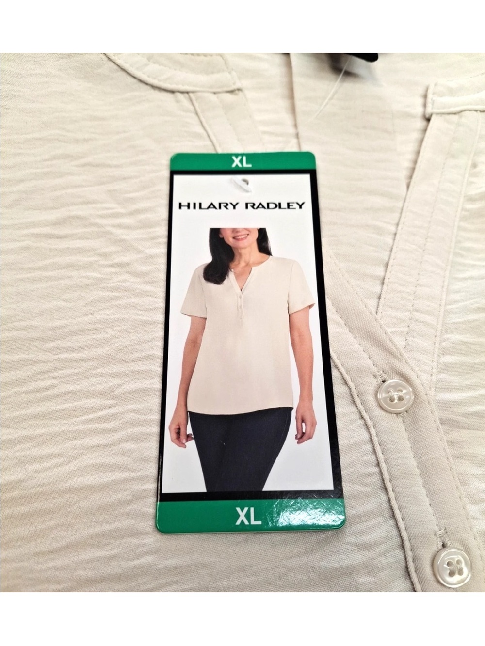 NWT HILARY RADLEY Women's Summer V-neck Blouse XL Cream - Picture 4 of 16